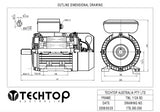 Techtop Single Phase Electric Motor, 3.7kW (5HP), 4Pole (1440rpm), 240v/480v, Cap Start / Cap Run, B3 Foot Mounted, D112M-4 Frame, Thermal Overload, IP55 Rated